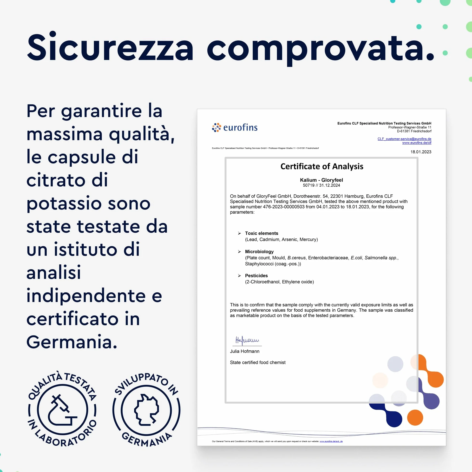 Potassio Integratore, 270 Capsule, Eletto PRODOTTO DELL'ANNO 2025, Vegano, 800mg Citrato di Potassio Puro, Scorta 4 Mesi, Supporto Muscoli Nervi e Pressione Sanguigna, Senza Additivi, 100% Vegan