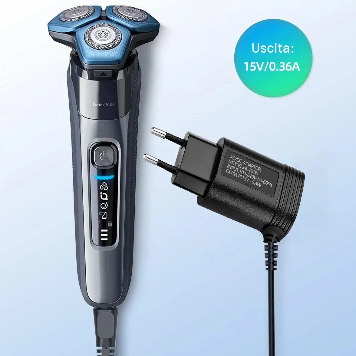 Philips Norelco HQ8505 Caricatore Rasoio Trimmer Barba Elettrico Alimentatore 7000 5000 3000 MG5750