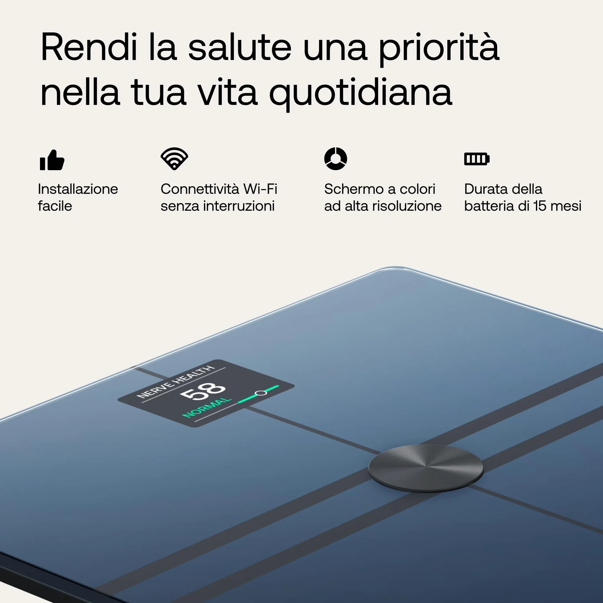 Withings Body Comp Bilancia pesapersone digitale WiFi con analisi completa peso grasso muscolare acqua tracciamento cardiovascolare impedenziometrica nero