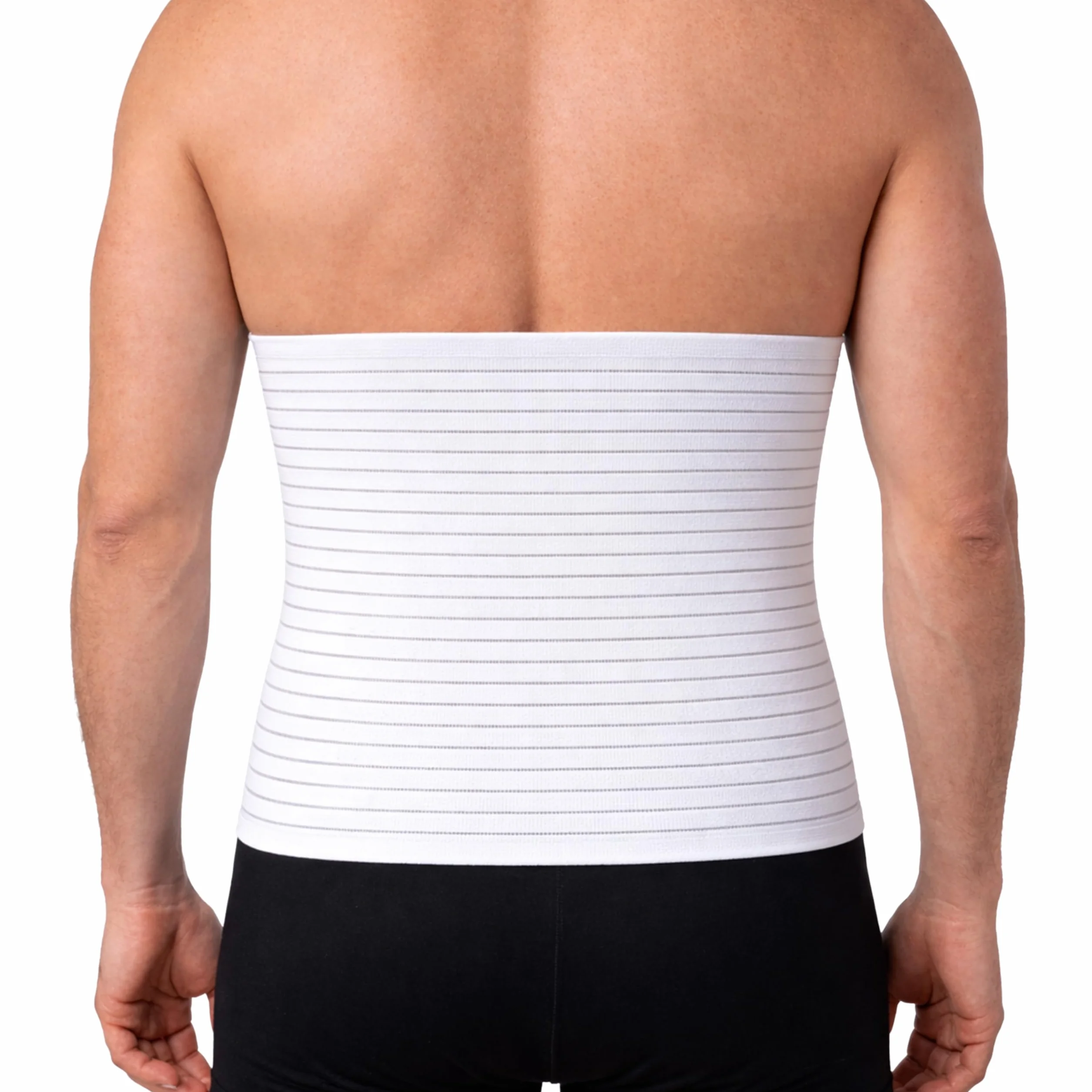 Beman 5063 - Pancera Millerighe Uomo Donna Fascia Addominale Contenitiva Post Operatoria Post Parto Elasticizzata A Strappo Altezza 27cm (M, Bianco)