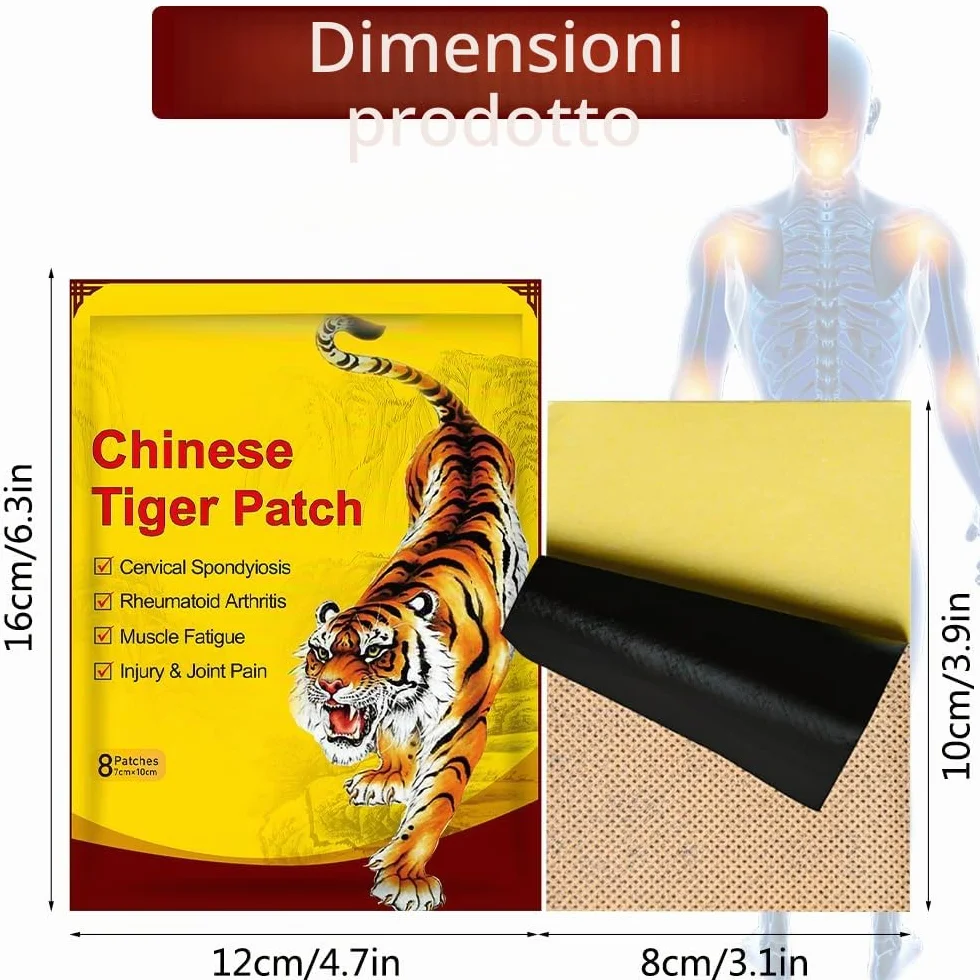 80 Pcs Cerotti Antidolorifici, Cerotto Antidolorifico della Tigre, Cerotti Riscaldanti Schiena, Cerotti Antidolorifici Schiena per Mal di Schiena, Ernia del Disco Lombare, Muscoli Della Schiena