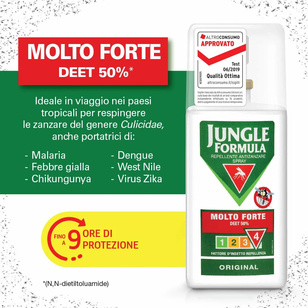 JUNGLE FORMULA Molto Forte Spray Antizanzare 9 ore Protezione 2x75 ml