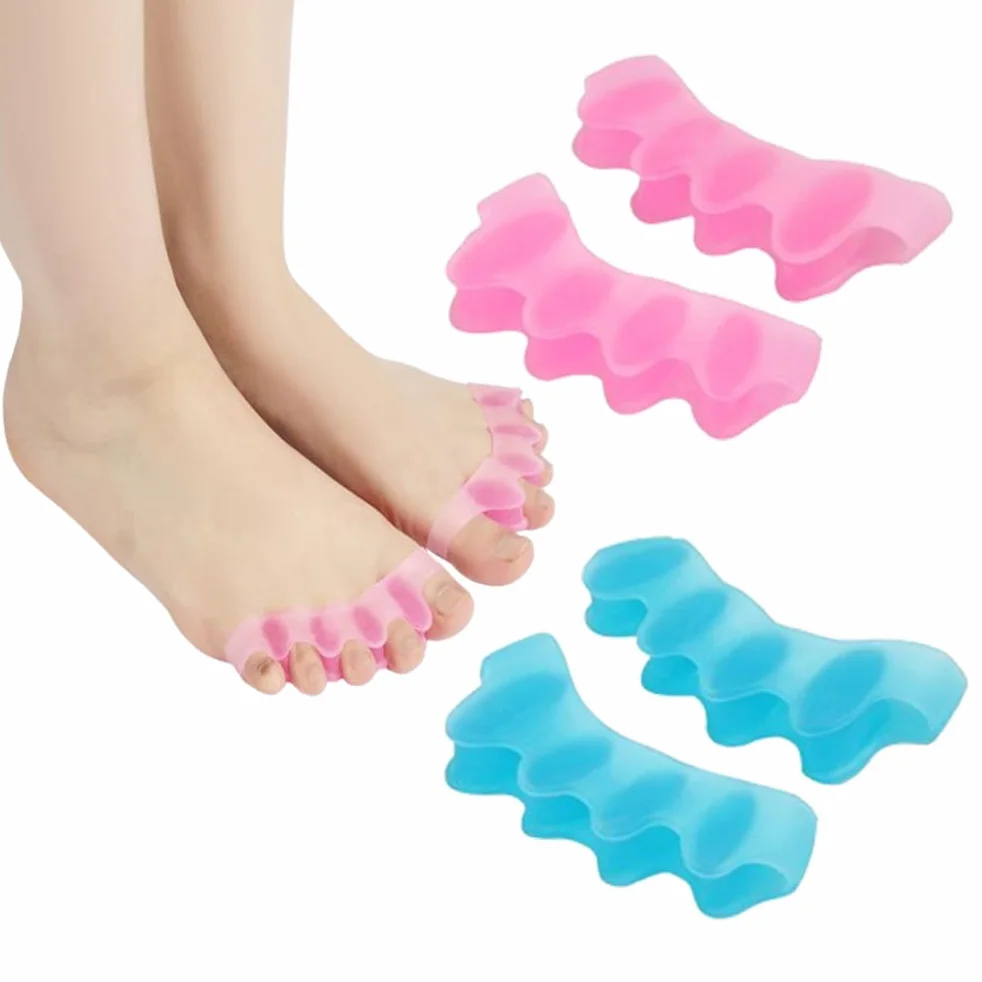 Separatori dita del piede in gel per hallux valgus, correttore alluce valgo, piedi a martello (blu/rosa)