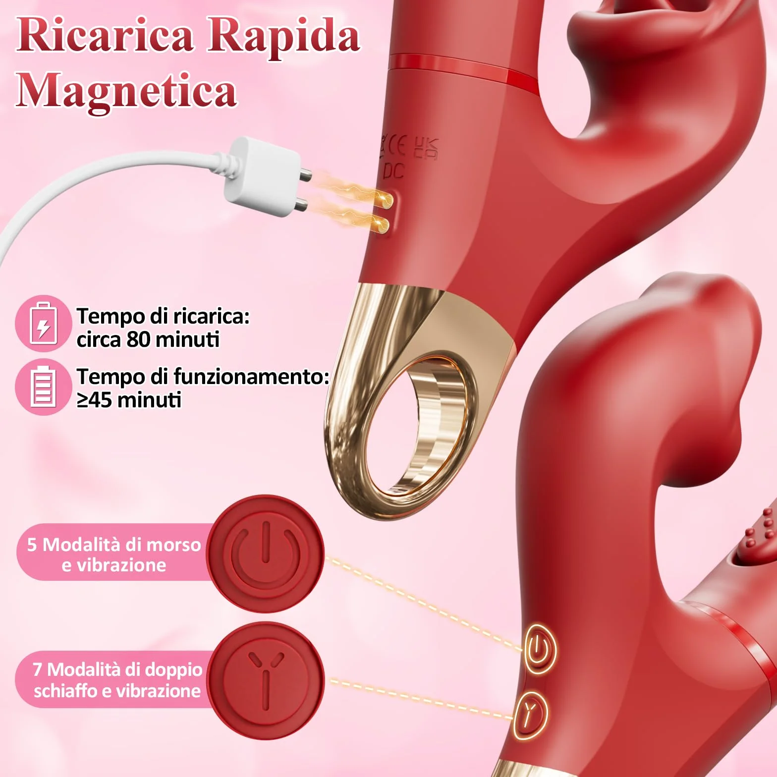 Vibratoreper Donna Professionale Sex Toys Coppia - Dildo Vibratore Clitoride e Punto G Sexytoysys Donna con Forti Modalità di Schiaffi, Morsi e Vibrazioni, Vibratori Rabbit Toys Sessuali per Donne