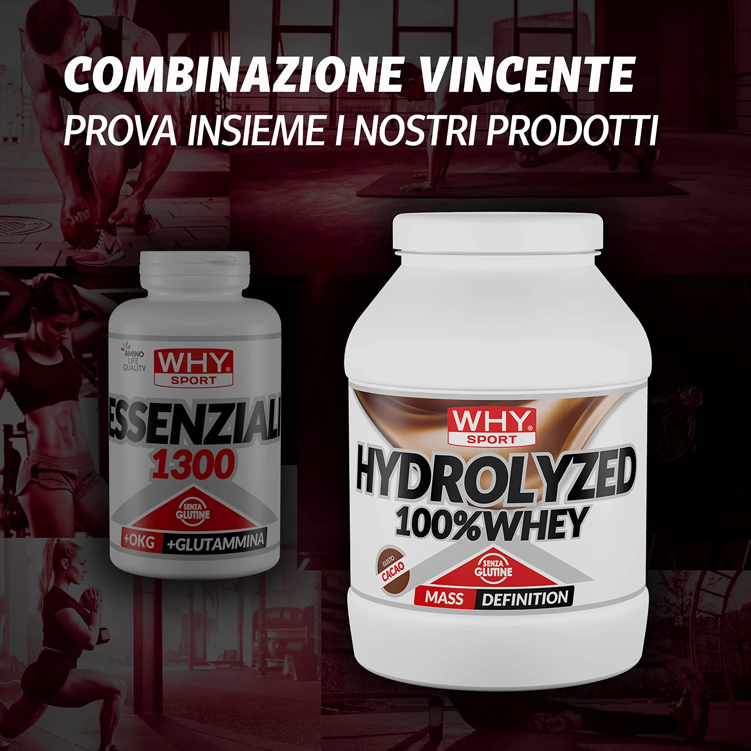 WHY SPORT ESSENZIALI 1300 - Aminoacidi Essenziali con Vitamina B6 e Glutammina - 200 Compresse