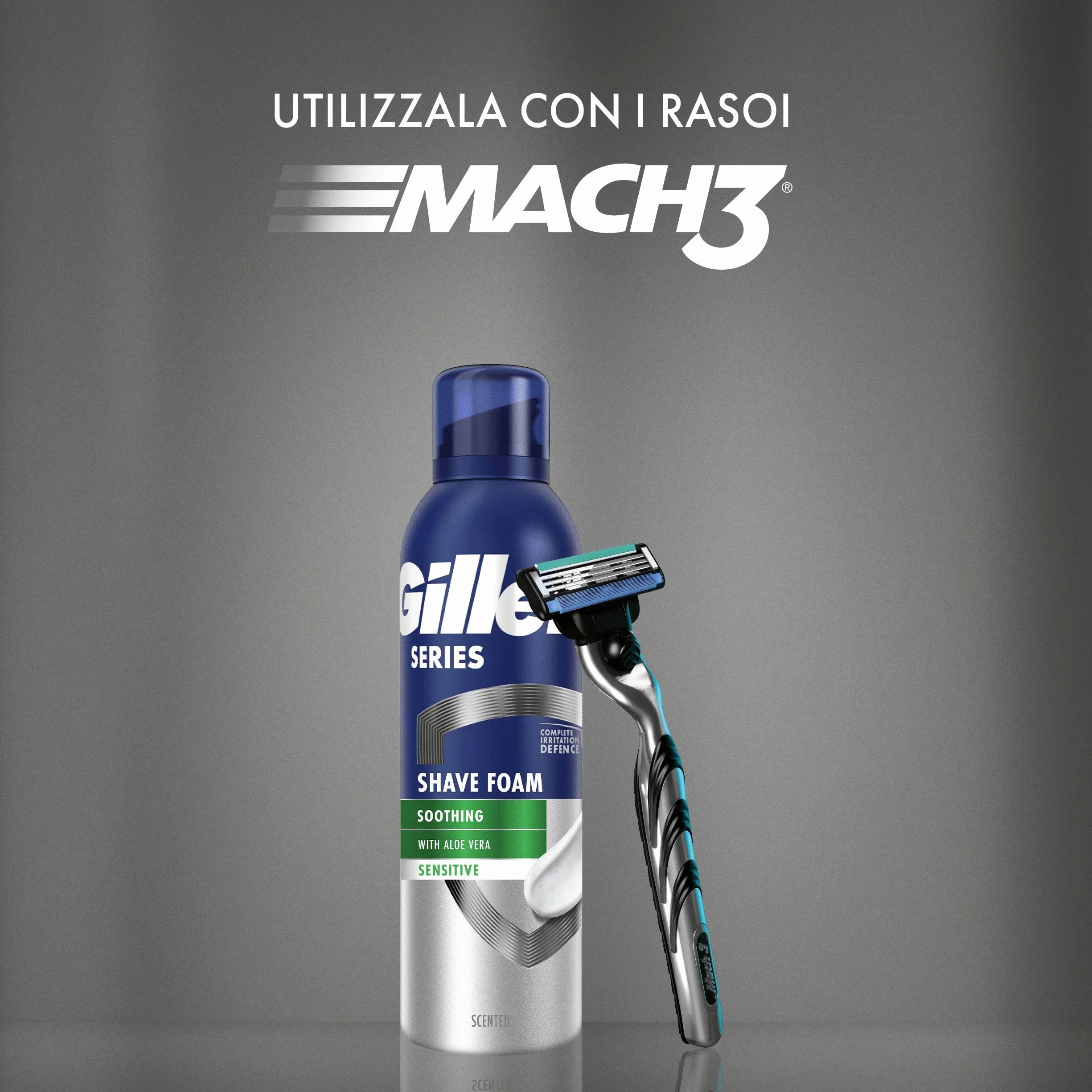 Gillette Series Schiuma da Barba Lenitiva con Aloe Vera per Pelli Sensibili 250 ml