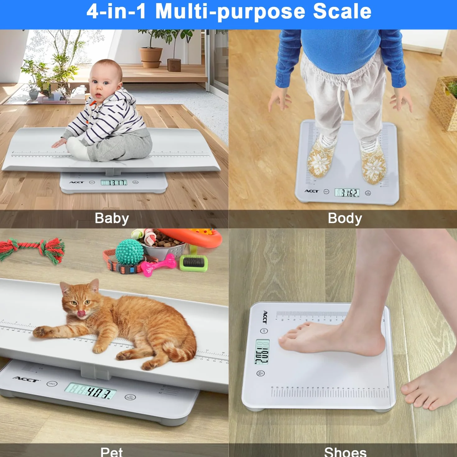 Bilancia digitale per neonati e animali domestici 440 lb con funzione di sostegno per gatti e cani