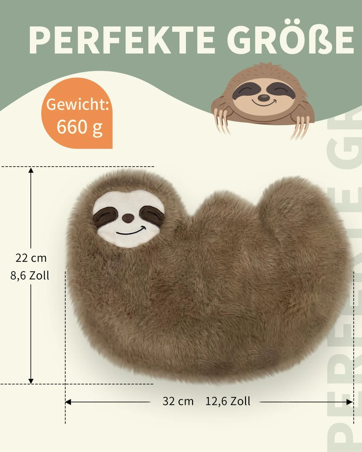 uncn Sloth - Cuscino termico con grani, 660 g, per forno a microonde, per terapia termica umida, grande cuscino per microonde con rivestimento lavabile