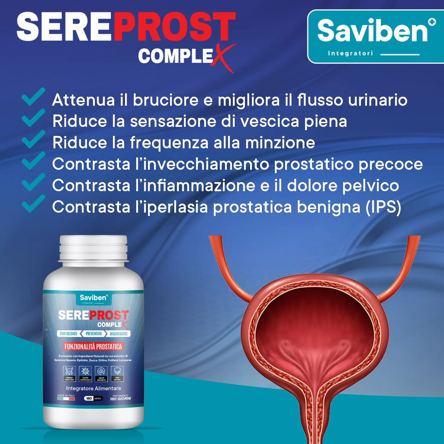 Serenoa Repens Saw Palmetto Prostata Integratore con Licopene Epilobio Zucca Ortica Pygeum Africanum