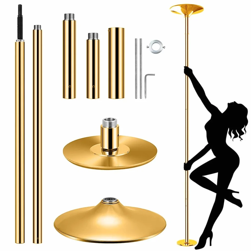 Roluck Barra da Ballo Pole Dance, diametro 45 mm, regolabile, statica + spinning, oro