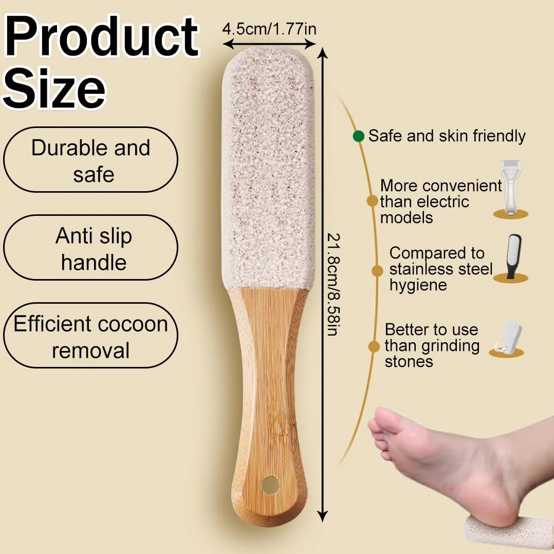 Pietra Pomice con Manico in Legno, Raspa Piedi Rimozione Pelle Dura, Lava Pedicure Tools per Piedi e Mani