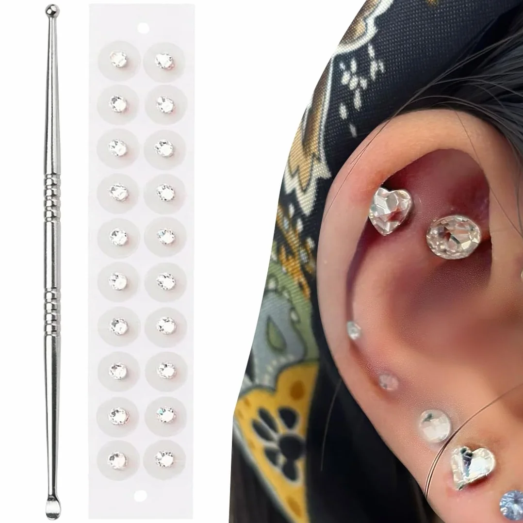 20 Pezzi Cerotti Per Punto Auricolare Di Agopuntura,Alla moda Cerotti Per Punto Auricolare,Cerotto Per Pressione Dell'orecchio,Include penna per agopuntura Massaggio Orecchio Auricoloterapia(A)