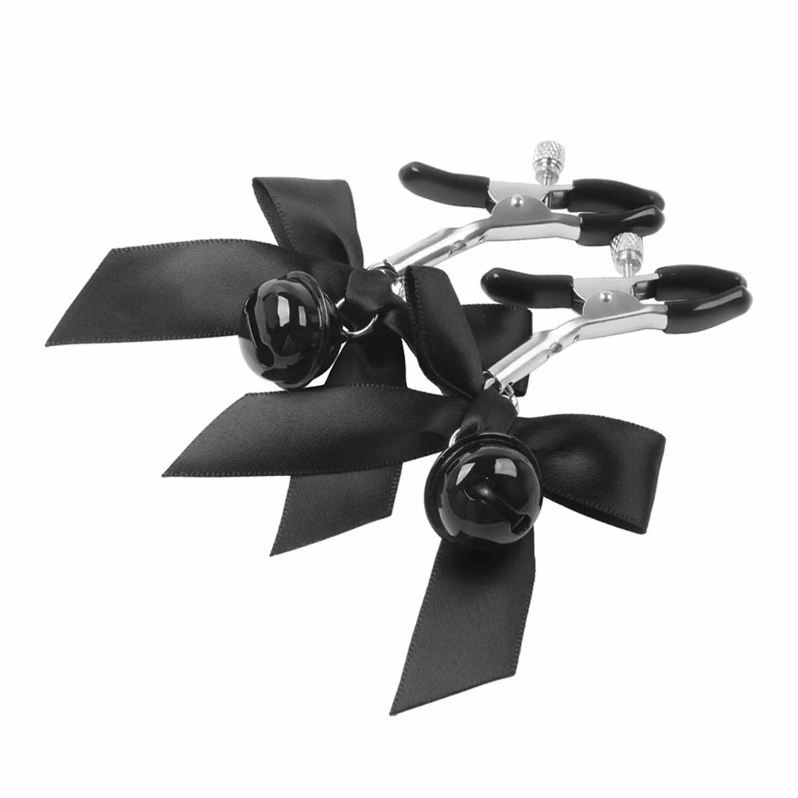 Pinze per Capezzoli Regolabili in Acciaio Inossidabile con Campanellini – Clip Decorativi a Forma di Fiocco, Accessori di Stimolazione con Pressione Regolabile per Donne e Coppie