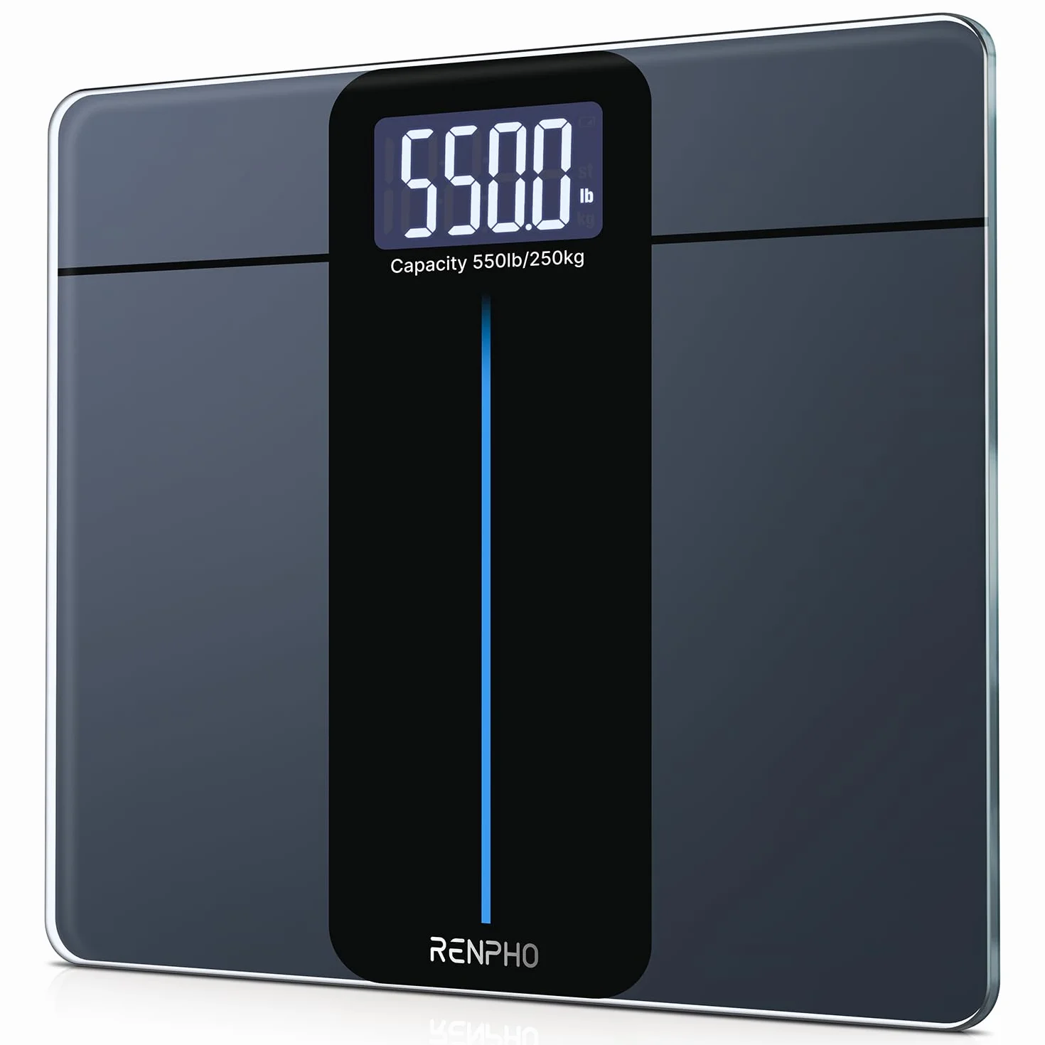 RENPHO Bilancia Pesapersone Digitale 250kg Vetro Temperato 8mm Display LED Precisione 50g 33x30cm Core 1 L