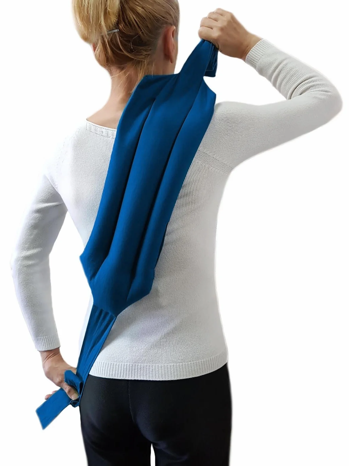 FASCIA DORSALE TERMICA -Blu- Riscaldante con Noccioli di Ciliegia per Collo, Spalle, Schiena, Addominale, Cervicale, Lombare, Scaldacollo, Antistress, Effetto Massaggiante, Riscaldabile in Microonde