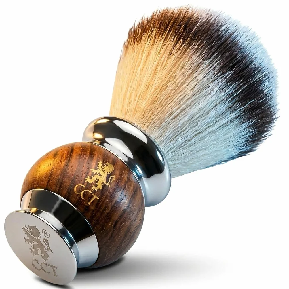 Pennello da Barba The Cambridge Cutthroat Vegana Setole Sintetiche di Tasso Regalo per Rasatura da Uomo Pennello Barba Premium in Legno e Acciaio Inossidabile