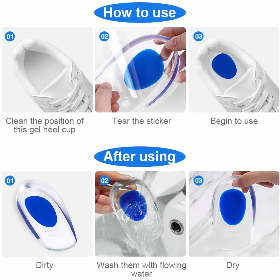 ACWOO Talloniera in Silicone, 2 Paia Supporti in Gel per Talloni, Tendine d'Achille Plantari per Tallonite, Soletta Tallonein per Sperone Calcaneare, Fascite Plantare, Dolori di Achille