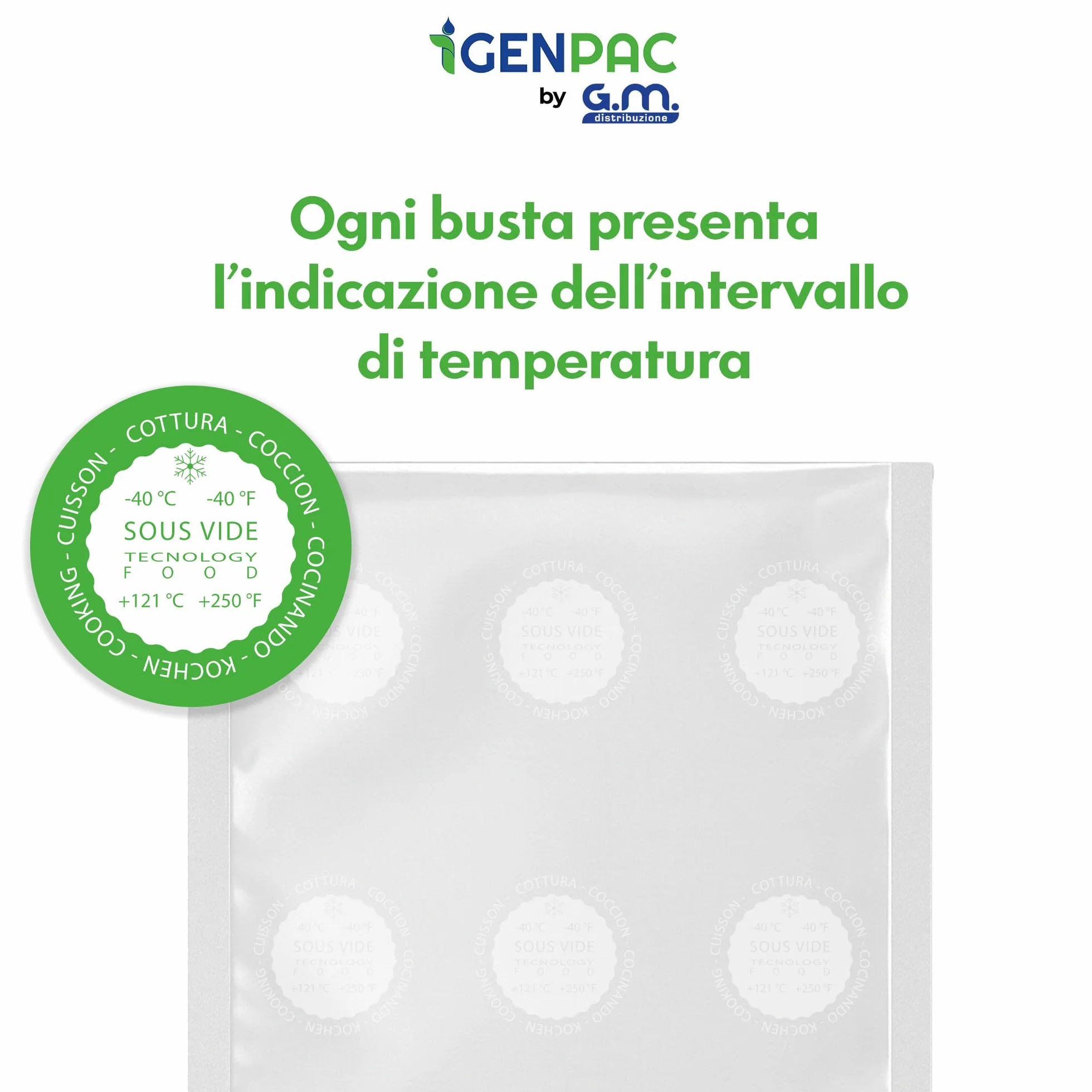 Buste Sottovuoto Lisce GM 100 10x20 cm BPA Free Sacchetti Cottura Sous Vide Professionale Congelatore Frigo -40°C a 121°C Ermetici