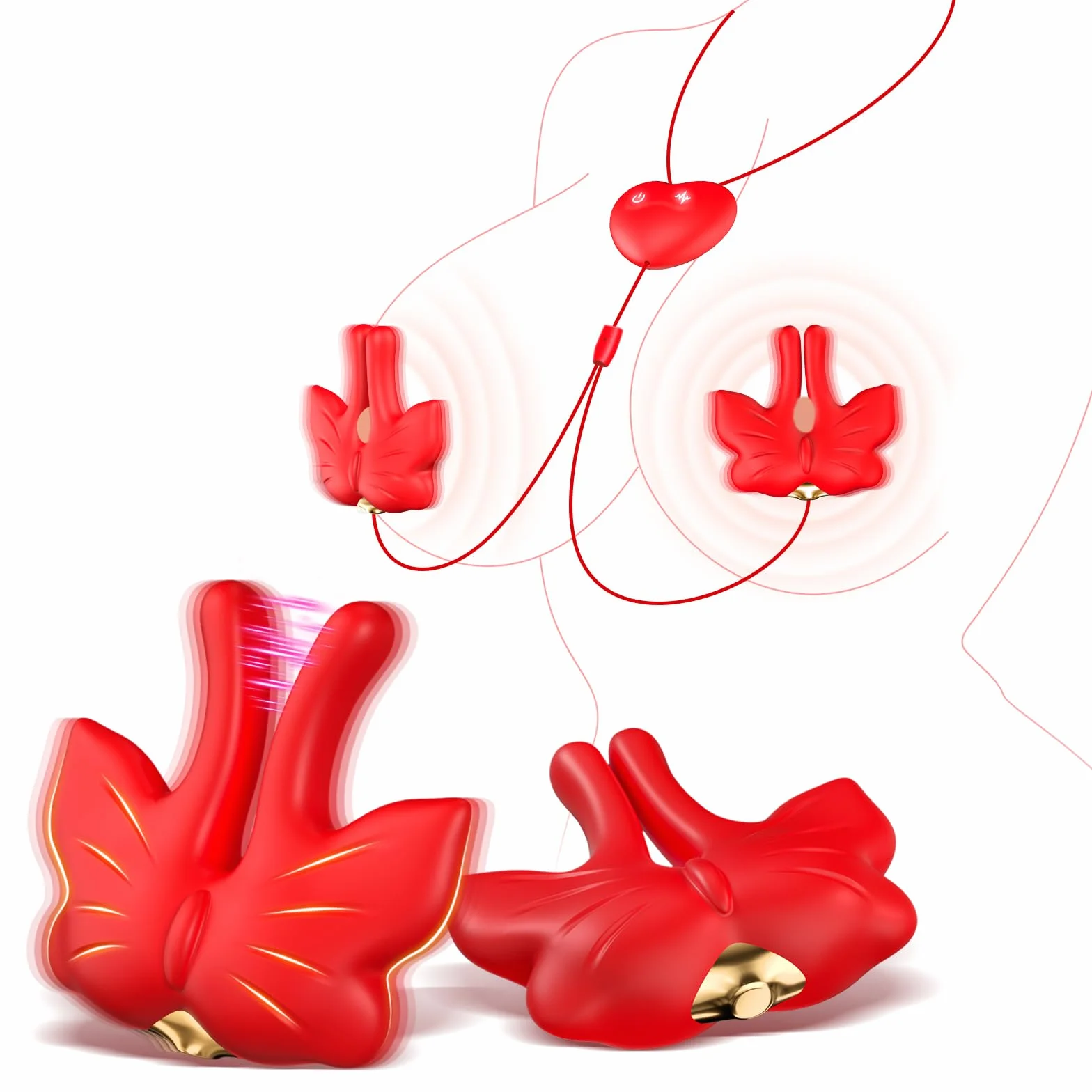 Pinze per Capezzoli Vibratoriper Donne Sex Toys-Morsetti per Capezzoli con Catena BDSM Vibratoreper Donna Professionale con 9 Modalità,Giocattoli per Capezzoli Vibratore Stimolatori del Seno per Donne