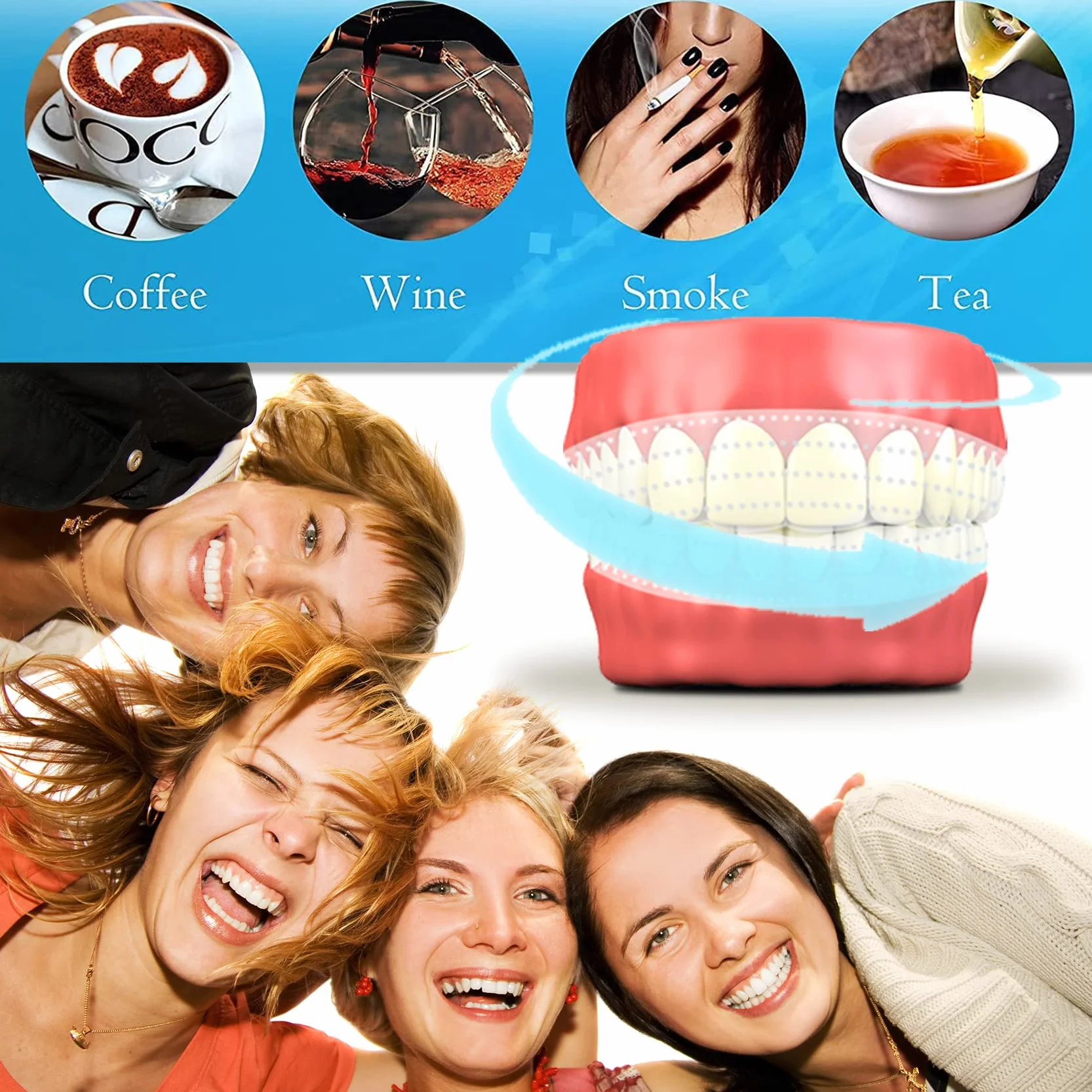 Sbiancante per Denti, 56 Strisce Sbiancanti Denti, Riduce Sensibilità dei Denti e Rimuove Macchie Dental
