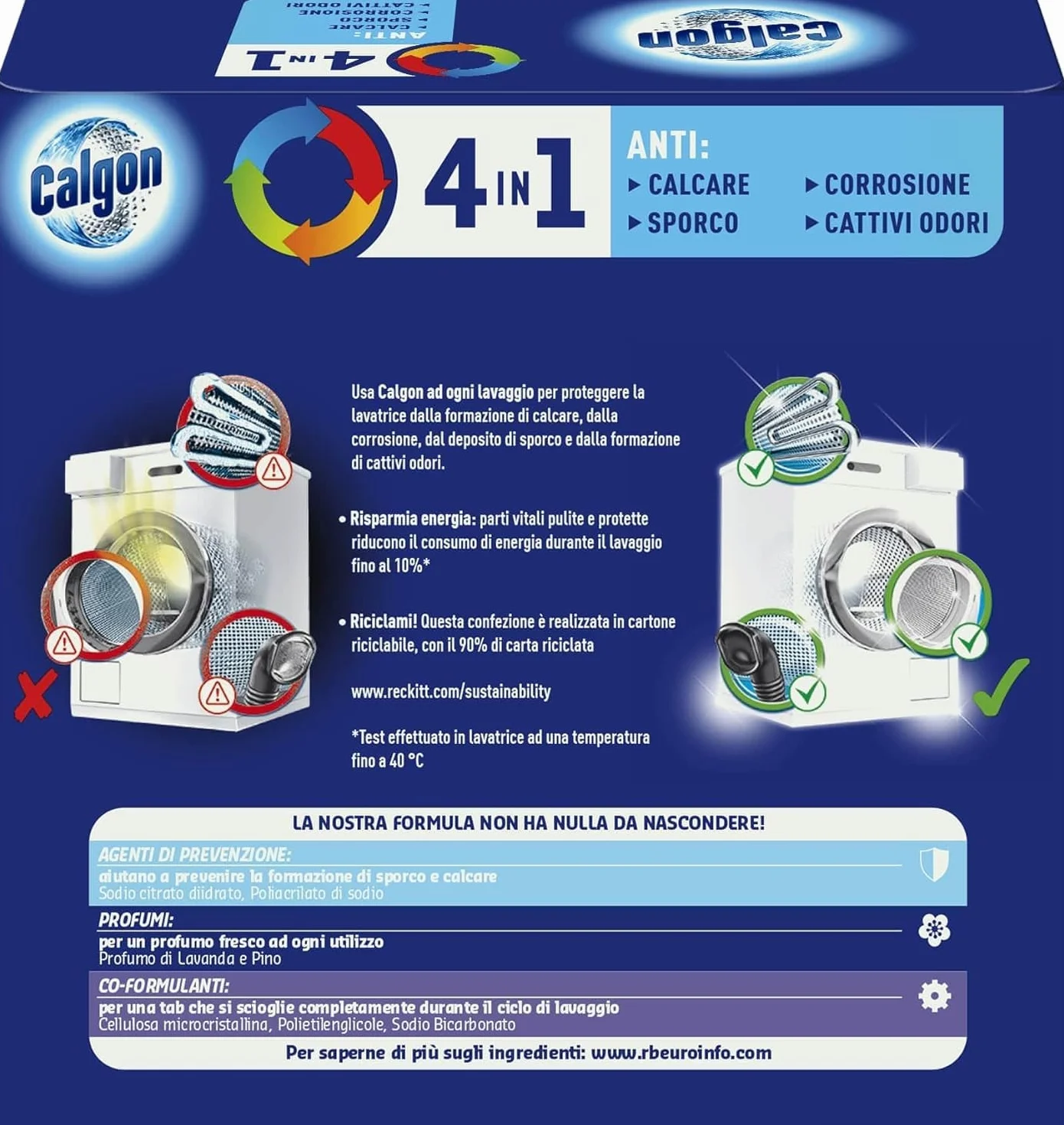 Calgon Tabs 4 in 1 Anticalcare Lavatrice 15 sztuk