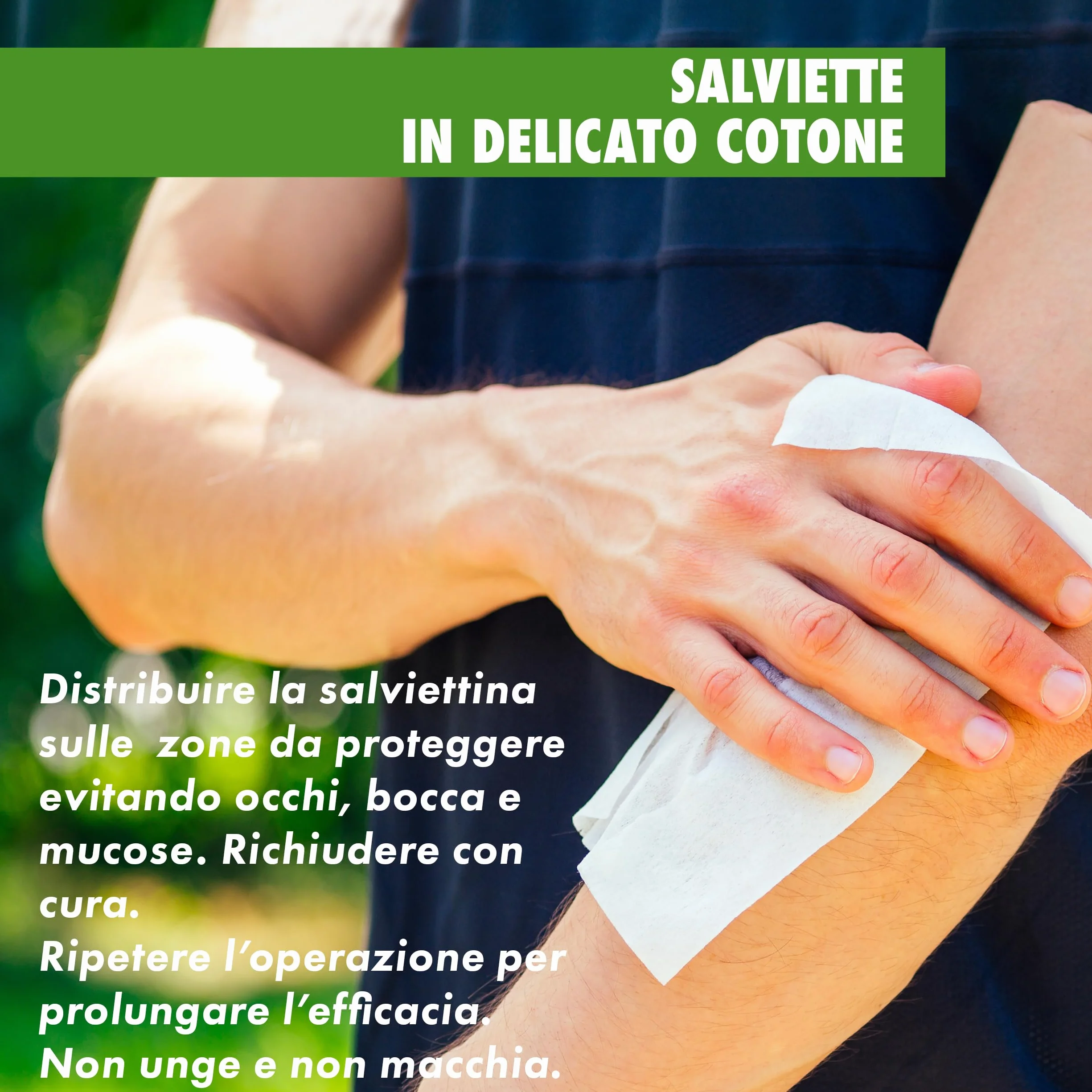 Helan Med Zanzhelan Salviette Umidificate Antizanzare 100% Cotone Bio Olio di Neem 15 Salviettine Repellente Zanzare Zecche 6 Ore