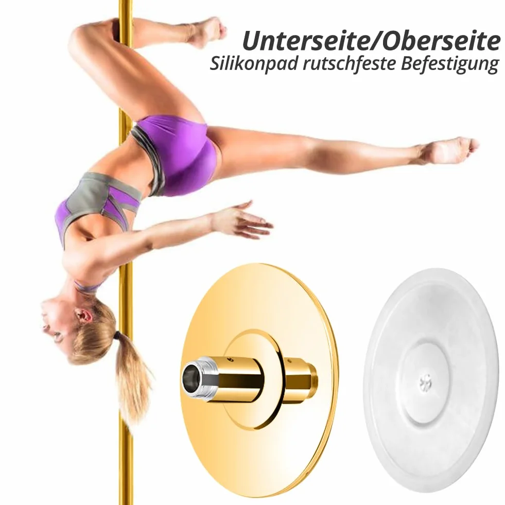 Roluck Barra da Ballo Pole Dance, diametro 45 mm, regolabile, statica + spinning, oro