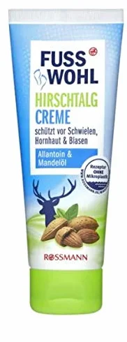 Crema di sebo di cervo 75 ml per piedi e mani con allantoina e olio di mandorle