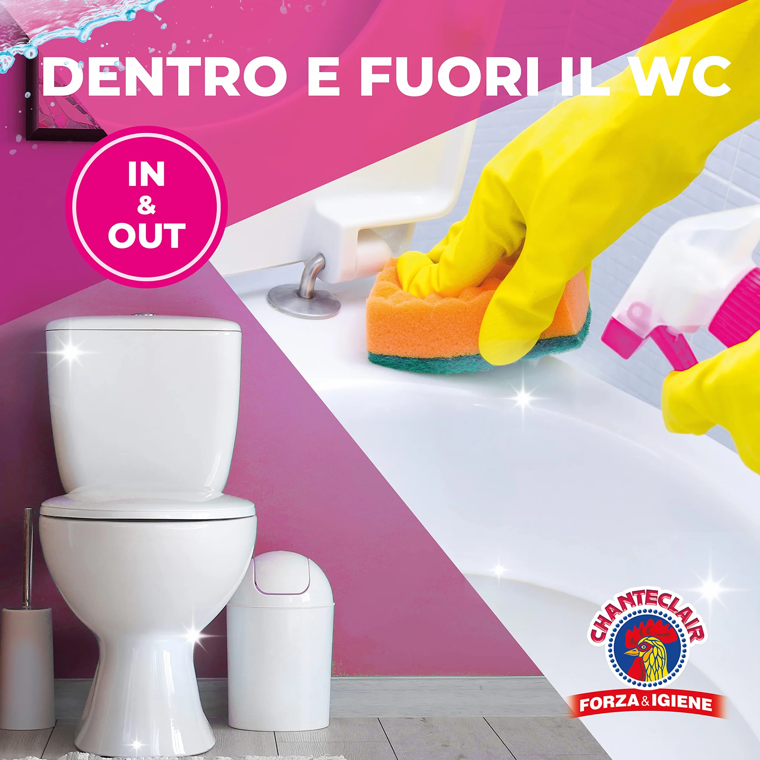 Chanteclair - WC Schiumattiva con Candeggina - Pulisce e Igienizza, Funziona anche Sottosopra, Forza&Igiene - 625 ml
