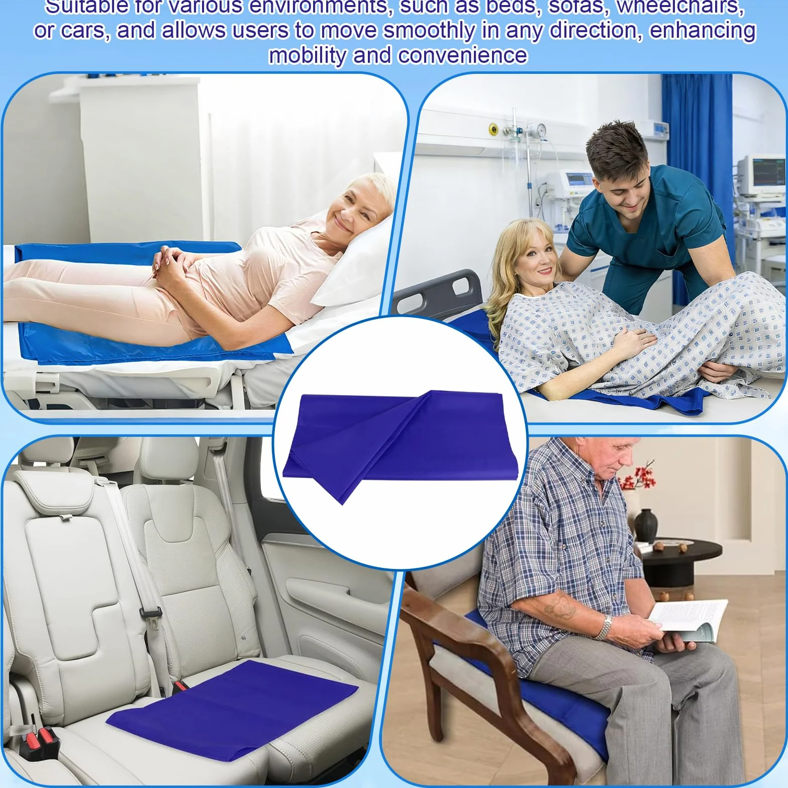 Telo Scivolante per Anziani 115x75 cm Poliestere Antiscivolo