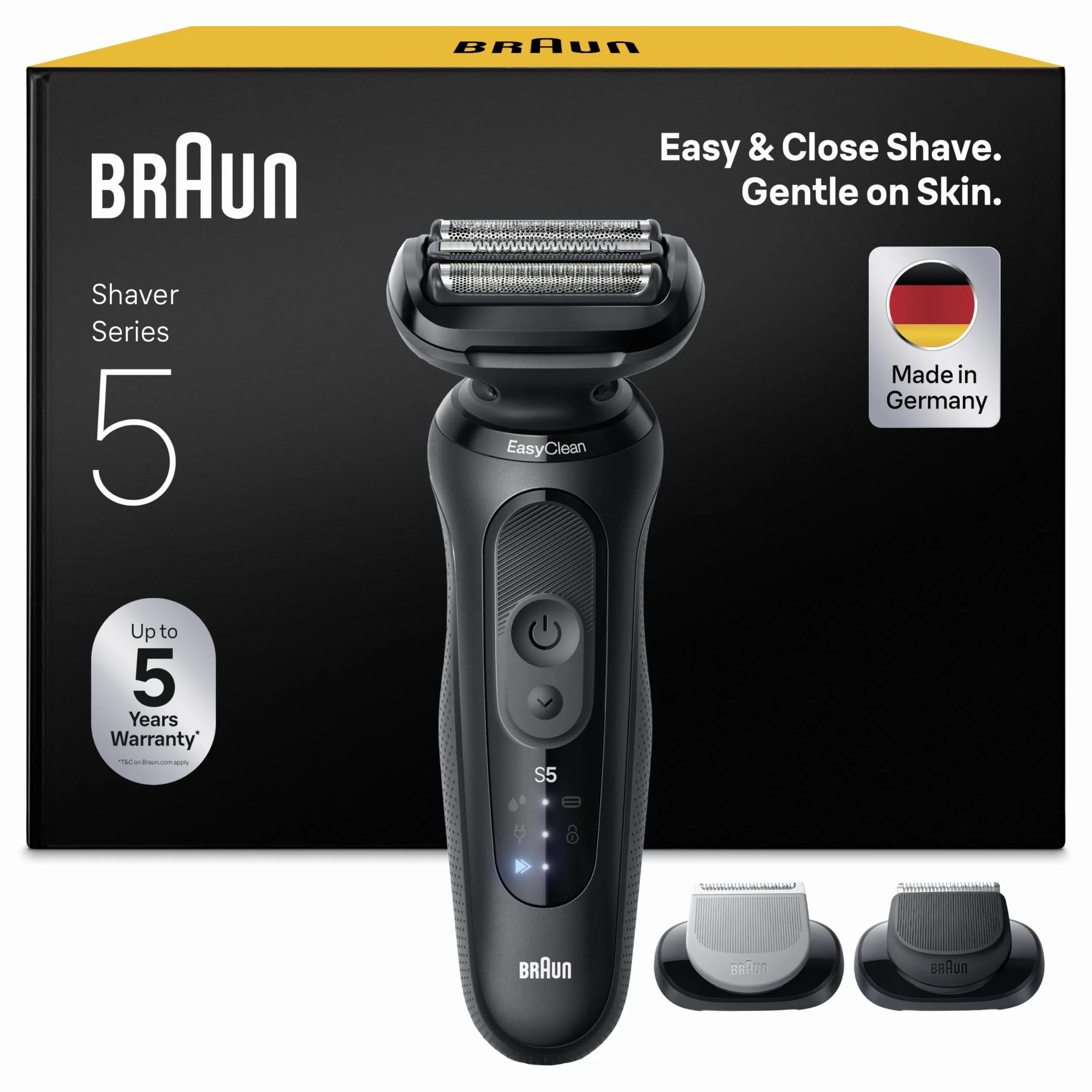 Braun Serie 5 Rasoio Elettrico Barba Wet&Dry Impermeabile Senza Fili 50 Min 52-N1650si Nero