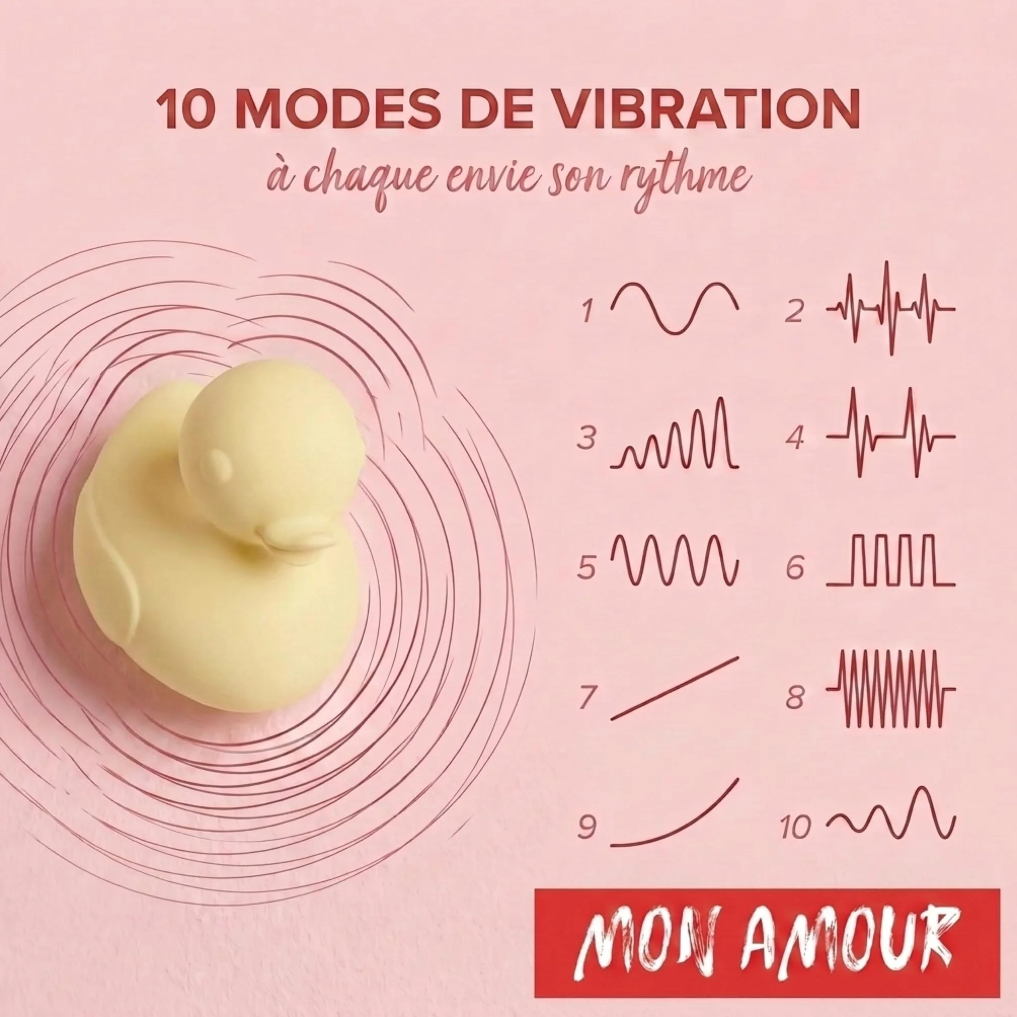 My Love - Duck Vibrator - 10 Vibration Modes - IPX6 Waterproof - Compact and Discreet - USB Rechargeable - Hypoallergenic Soft Silicone (yellow)