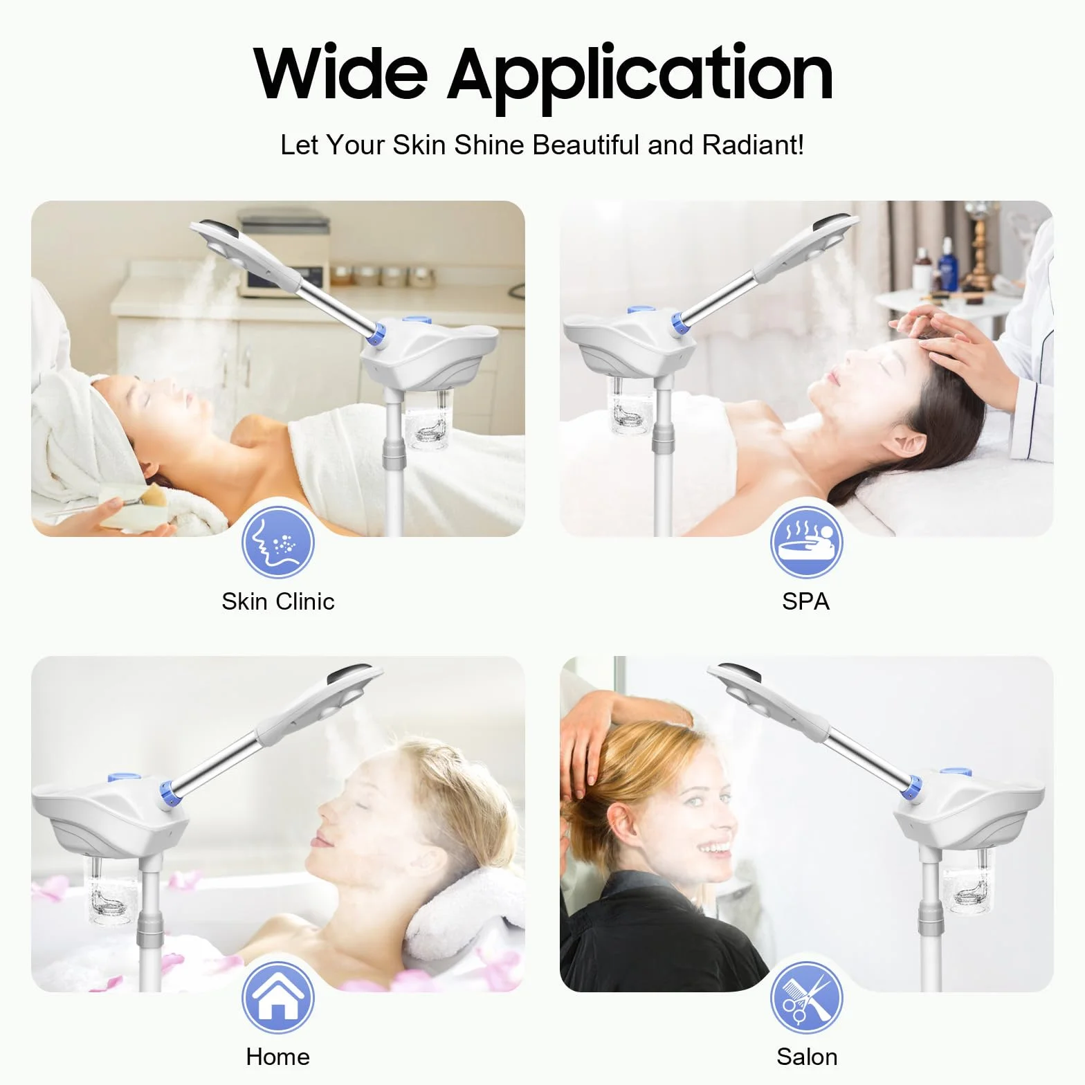 Vaporizzatore viso professionale con ugello girevole 360° per pulizia profonda