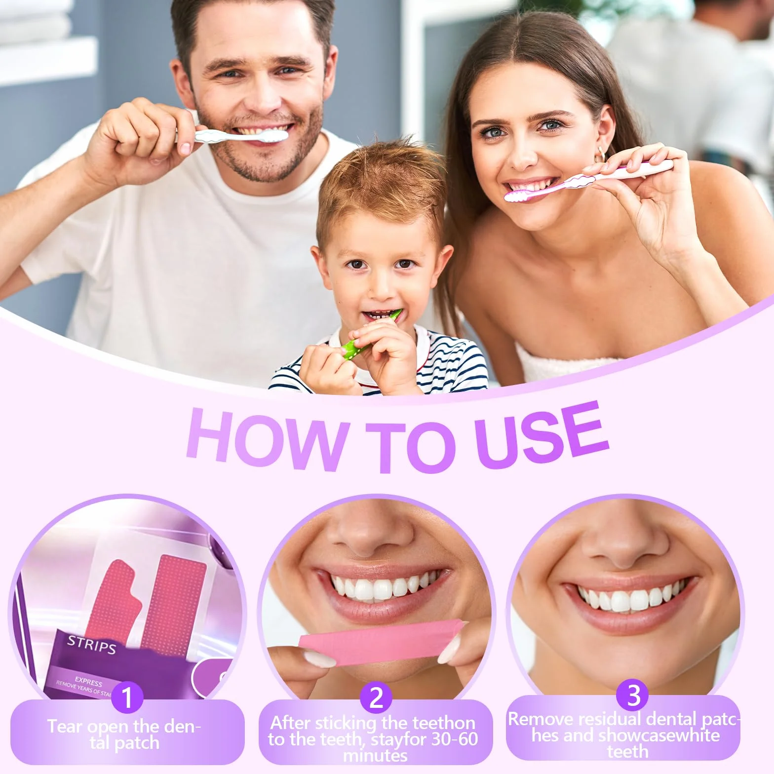 Strisce Sbiancanti Denti 28 Pezzi, Kit Sbiancante Rapido & Efficace