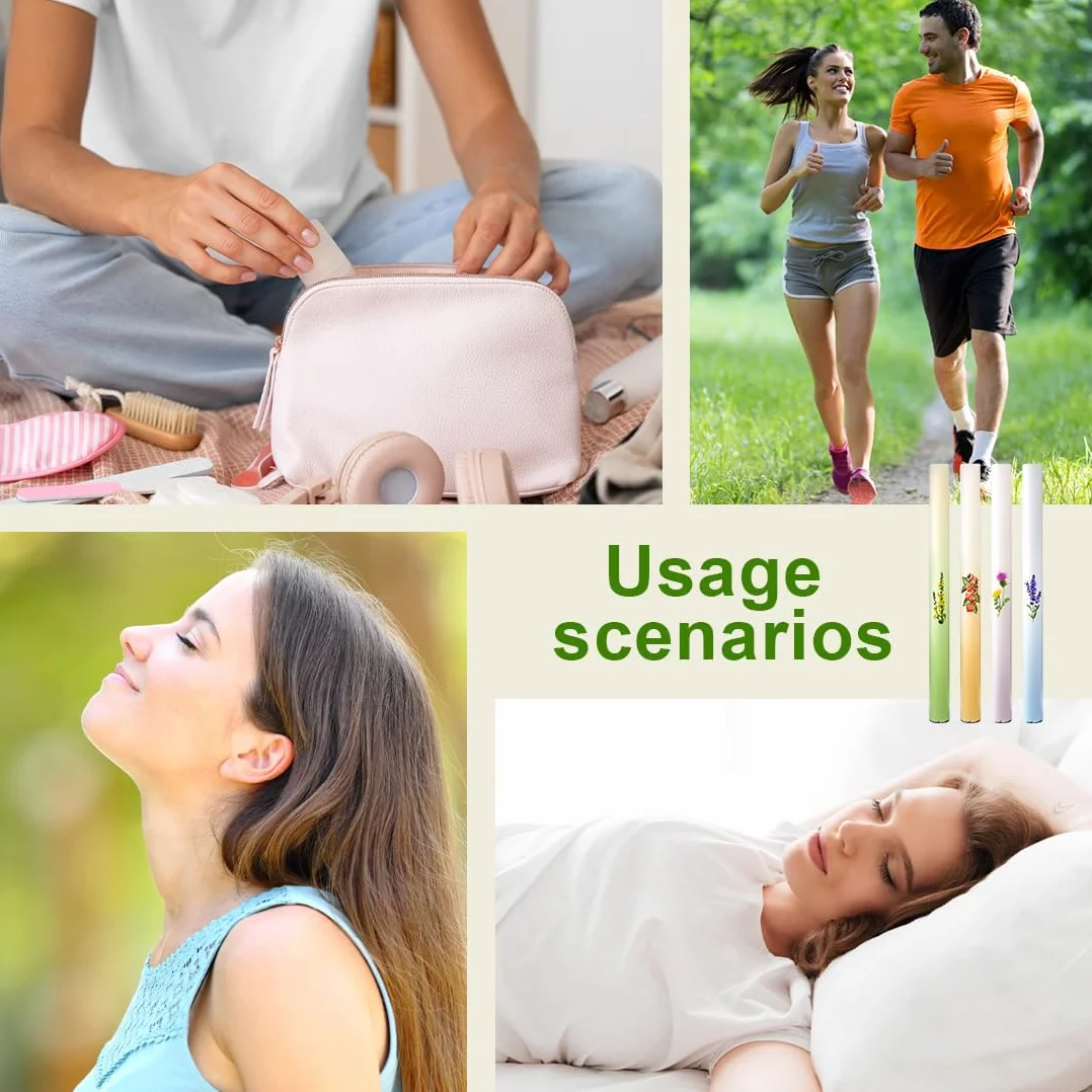 Aromatherapy Inalatore,4 pcs Penna Aromaterapia Erbe Polic Puliti Insalatore Con Tripli Estratti Piante