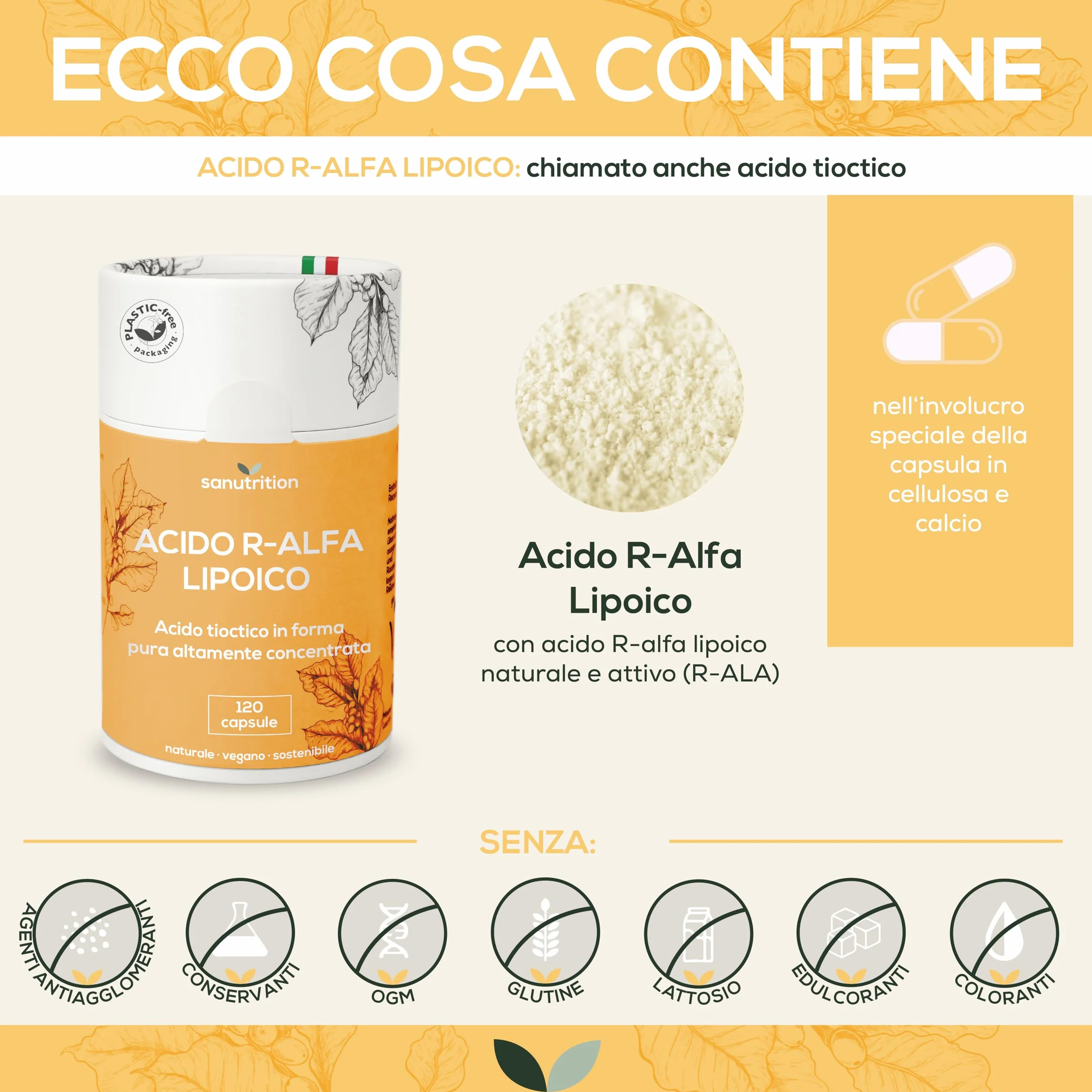 Acido Alfa-Lipoico 400 mg 120 capsule Alta concentrazione vegano