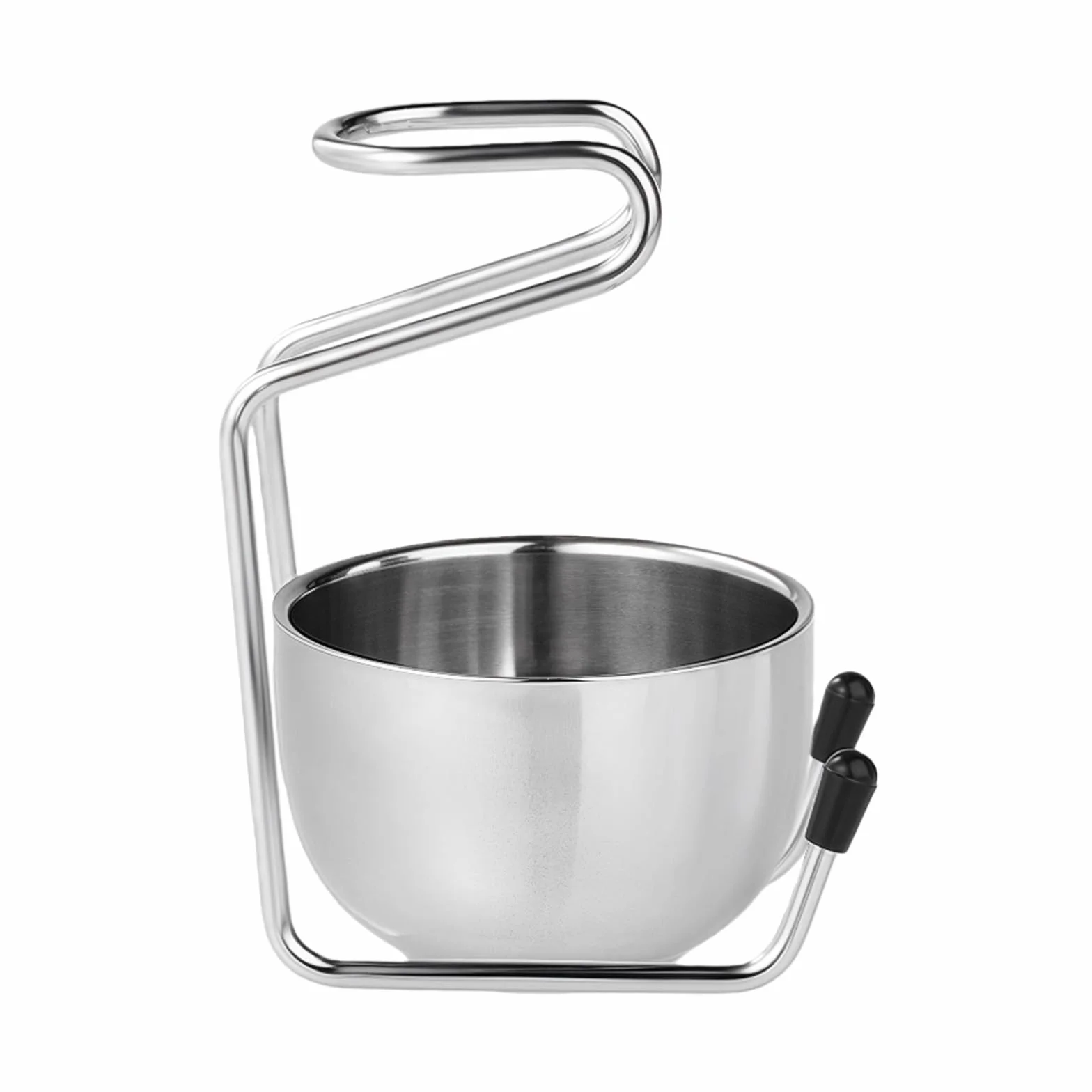 Supporto per pennello da barba con ciotola, in acciaio inox, supporto per pennello da barba, set per la pulizia del viso maschile (argento)