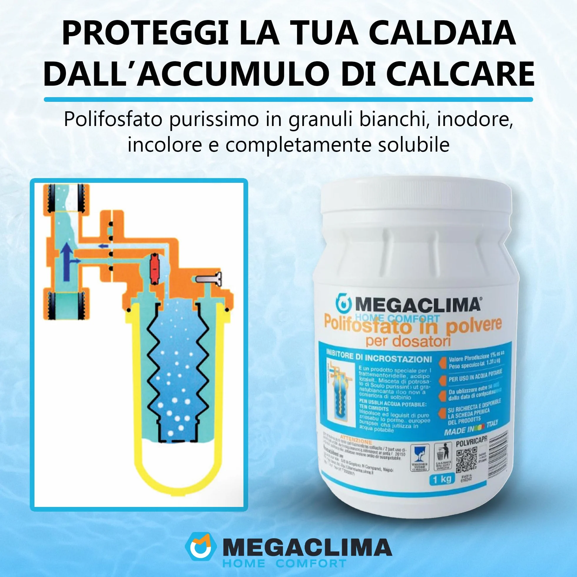 Polifosfato in Polvere 1Kg per Dosatori Anticalcare per Acqua Potabile Caldaie
