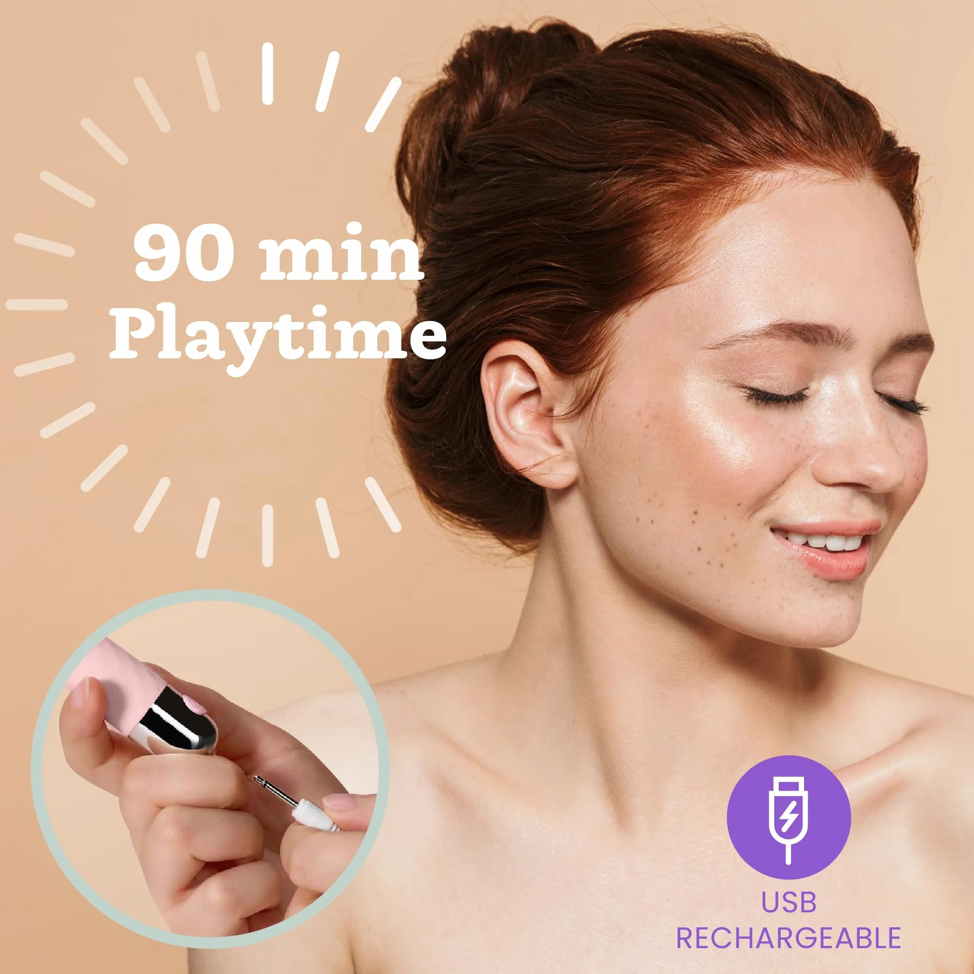 Mini vibratore bullet di Oliver James – Ricaricabile, impermeabile, 10 modalità di piacere, silicone sicuro, sex toy discreto per donne, 9,6 × 1,8 cm, (rosa pastello)