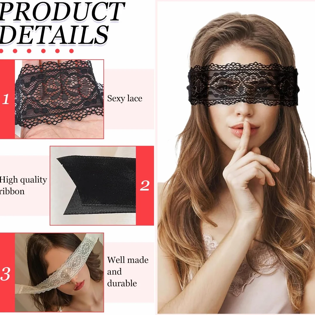Mascherine per Occhi 4 Pezzi Maschera Dormire Morbide Pizzo Coppie