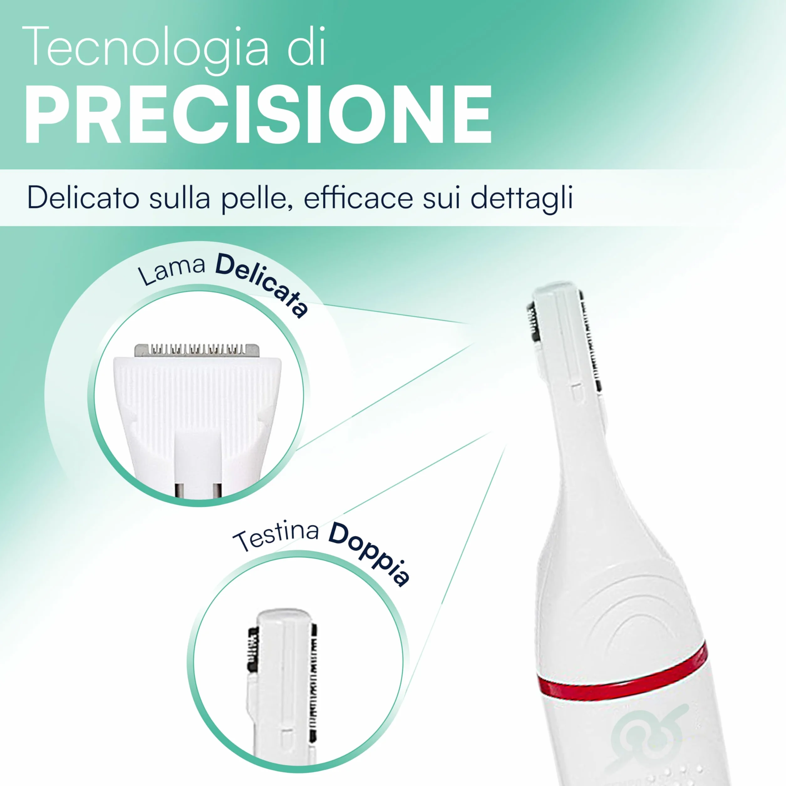 Rasoio Elettrico Donna per Viso e Corpo - Epilatore Portatile a Batteria con Testina di Precisione