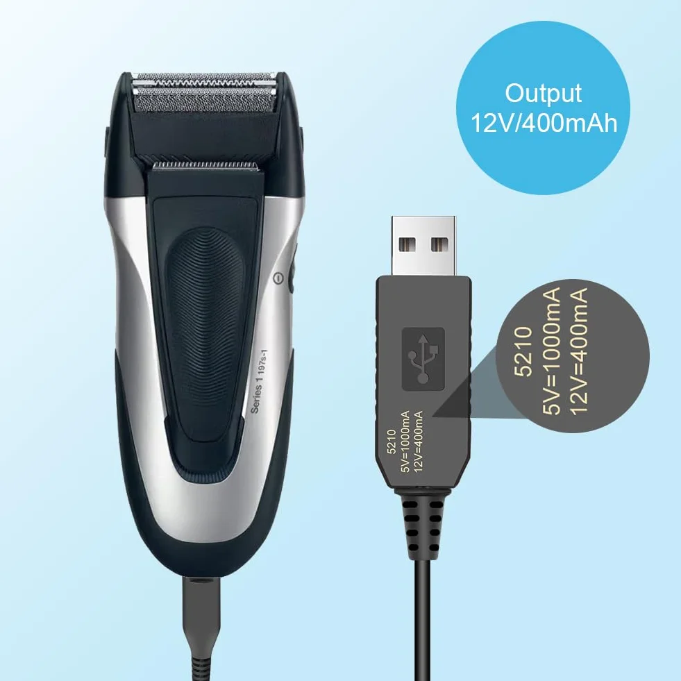 Caricatore Rasoio 12V 1000mAh con Cavo USB per Braun Series 9 7 5 4 3 2 1