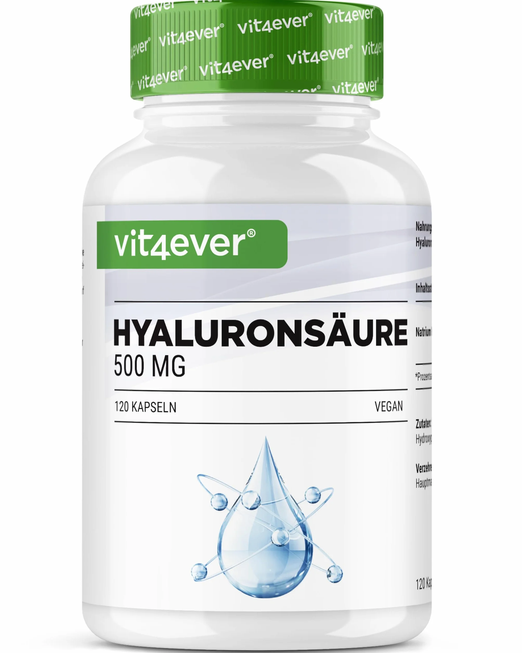 Acido Ialuronico 120 Capsule 500 mg 500-700 kDa Fermentazione Vegetale Vegano