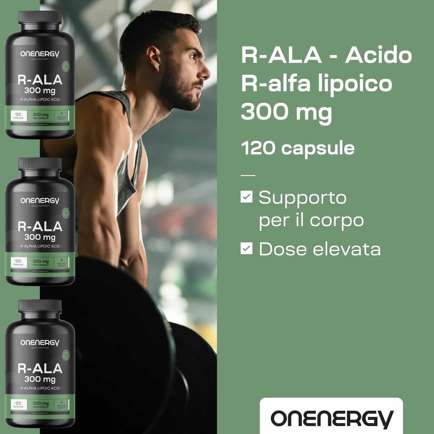 Acido R-alfa Lipoico 300 mg 120 Capsule Vegetali R-ALA