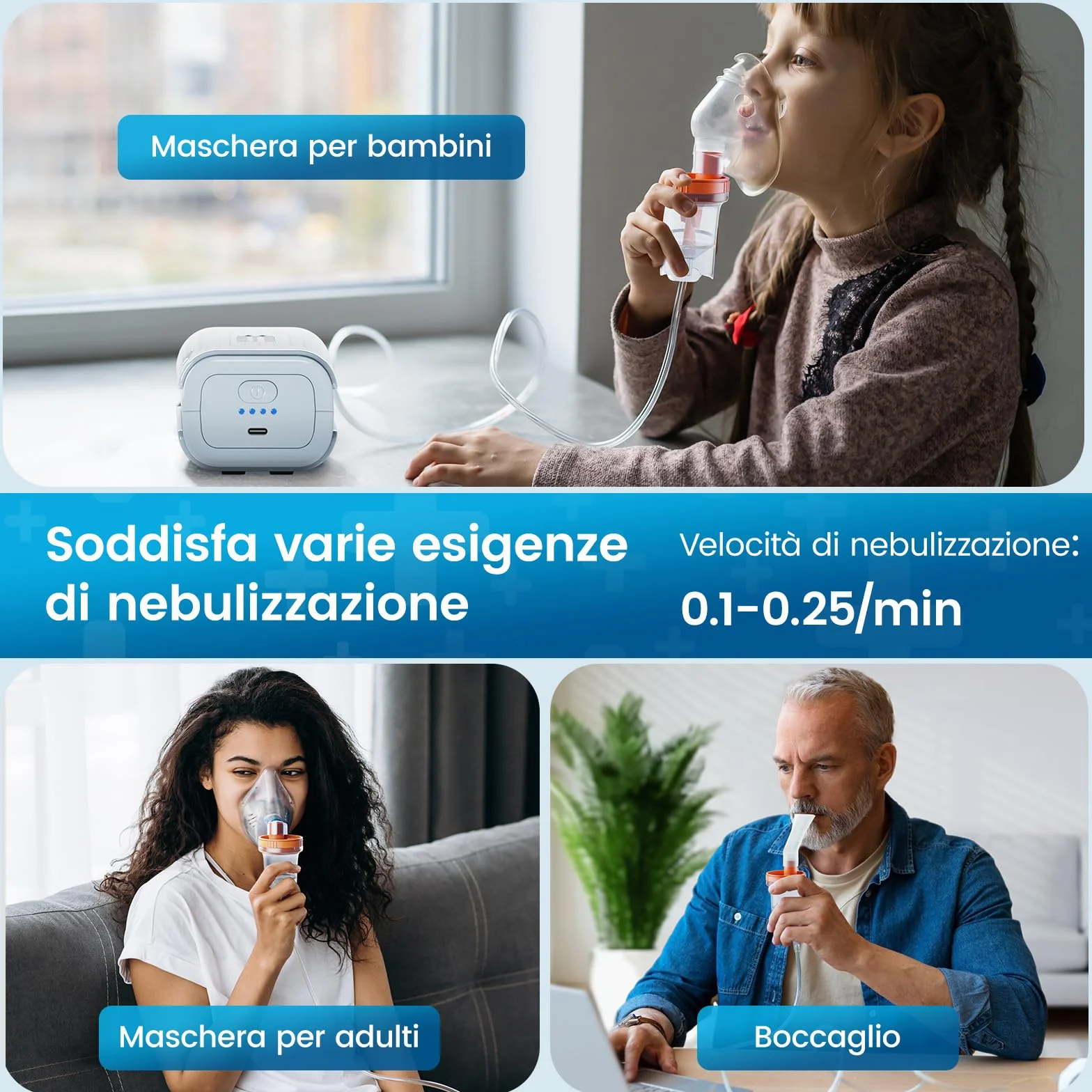 Aerosol Nebulizzatore A Compressore - Areosol per Bambini ed Adulti, Boccaglio E Maschera, Allevia Efficacemente le Malattie Sistemiche, Velocità di Atomizzazione Regolabile