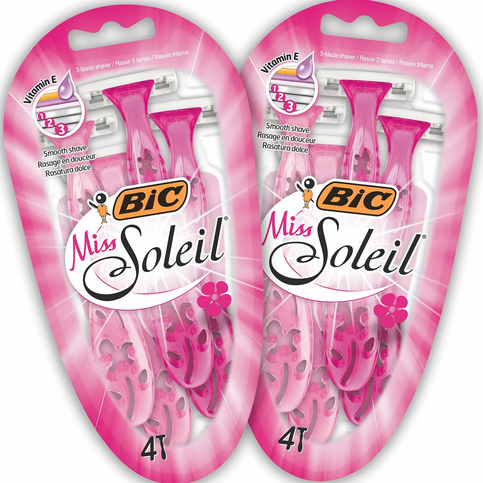BIC Miss Soleil Colour Collection rasoio a tripla lama da donna acciaio inox confezione da 8