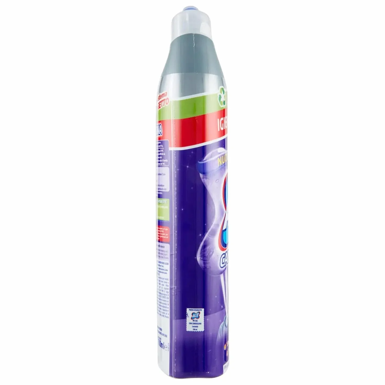 Confezione da 12 gel ACE Wc con Candeggina Lavanda, detergente per WC con candeggina, profumo di lavanda, 700 ml + 1 polvere di talco FELCE AZZURRA