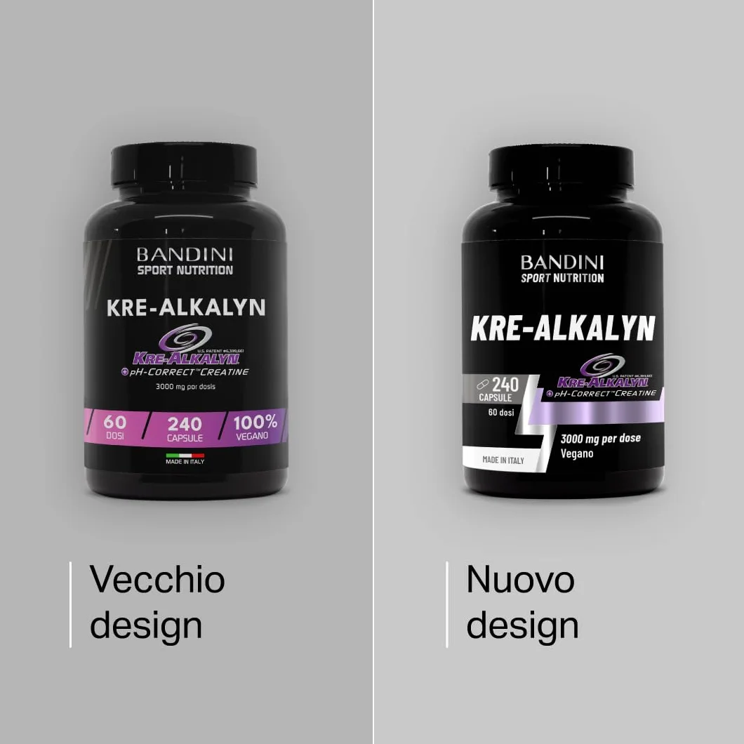 Bandini® Kre-Alkalyn® 240 capsule (Scorta per 2 Mesi) - Creatina Alcalina Tamponata per Allenamento Intenso, Sport, Palestra e Pre Post Workout - A base di Creatine Monoidrato - 100% Vegan