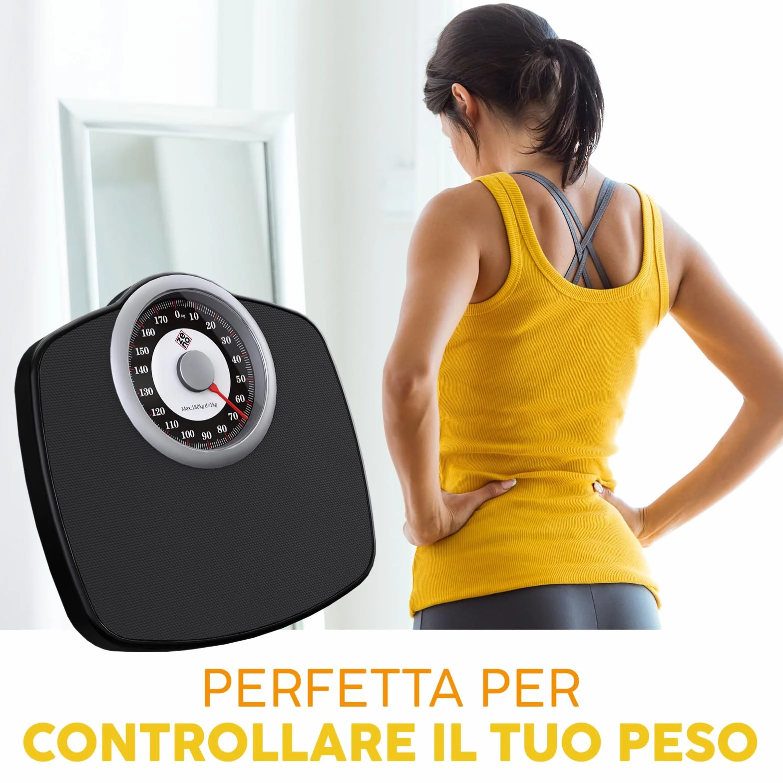Zeno A25 Bilancia per Peso Corporeo - Fino a 180 KG - Quadrante Da 5,3” SU Piattaforma 31x30cm - Superficie in Gomma Antiscivolo - Bilancia Da Bagno Analogica Ad Precisione - 20 Anni DI Garanzia