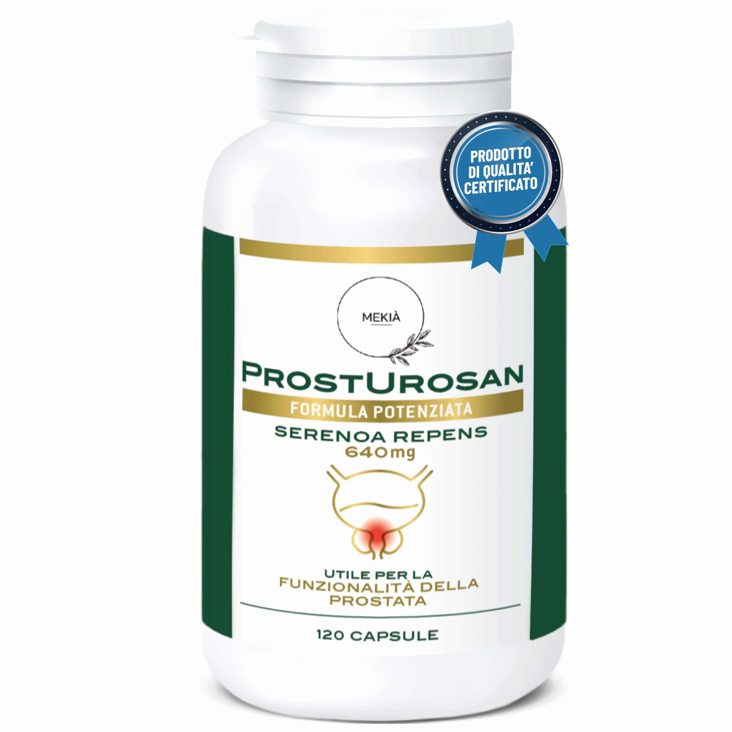 SERENOA REPENS 640 mg Alta titolazione 120 capsule integratore Vie Urinarie Prostata Uomo Saw Palmetto Uva Ursina Zinco Ortica Semi di Zucca Epilobio Pygeum